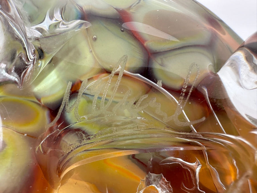 2009 Artist Signed Art Glass Centerpiece Bowl 16'W X 11'D X 7.5'H [Photo 15]