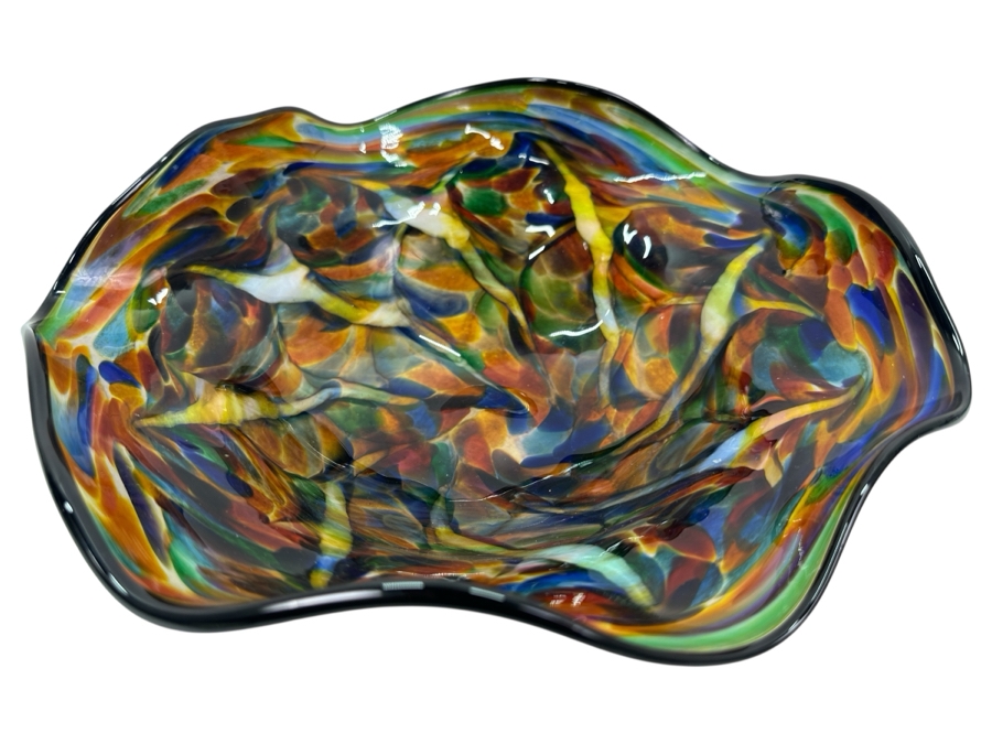 Art Glass Bowl Signed The Glass Forge 2015 10'W X 3.5'H [Photo 2]
