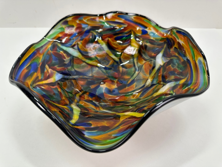 Art Glass Bowl Signed The Glass Forge 2015 10'W X 3.5'H [Photo 6]