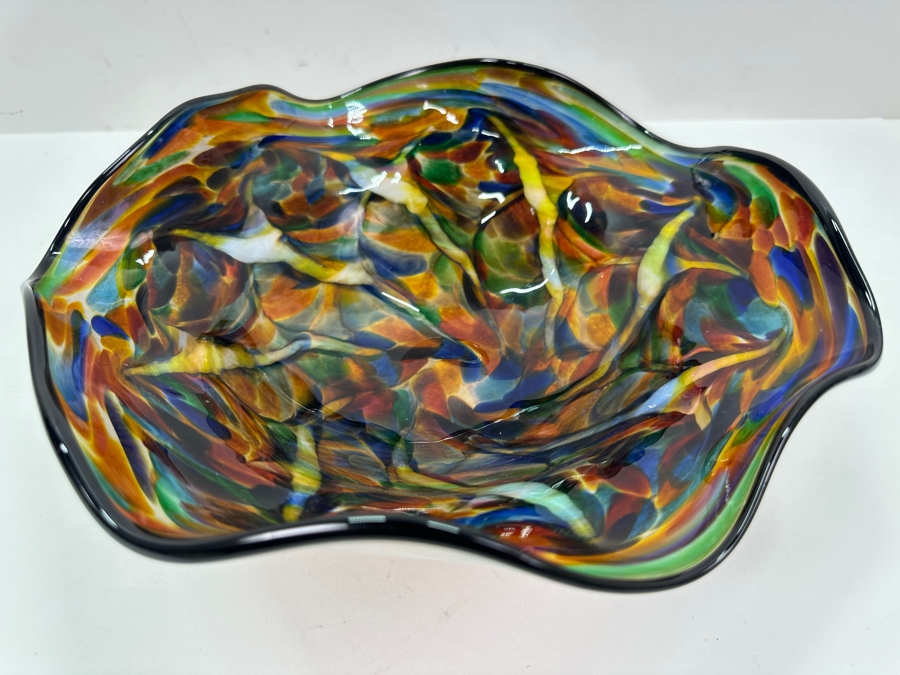 Art Glass Bowl Signed The Glass Forge 2015 10'W X 3.5'H [Photo 4]