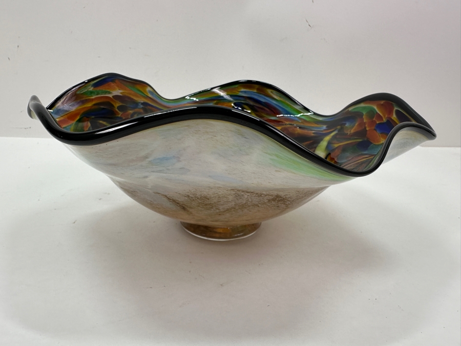 Art Glass Bowl Signed The Glass Forge 2015 10'W X 3.5'H [Photo 5]