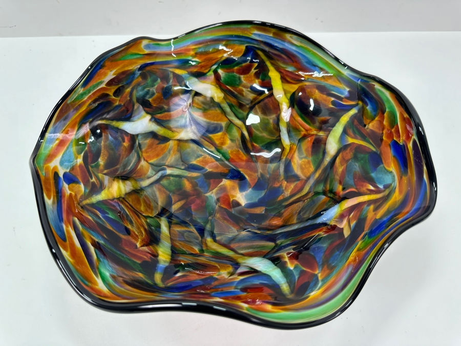 Art Glass Bowl Signed The Glass Forge 2015 10'W X 3.5'H [Photo 3]