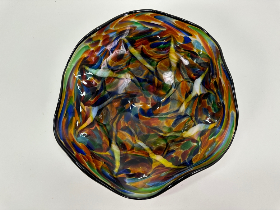 Art Glass Bowl Signed The Glass Forge 2015 10'W X 3.5'H [Photo 7]