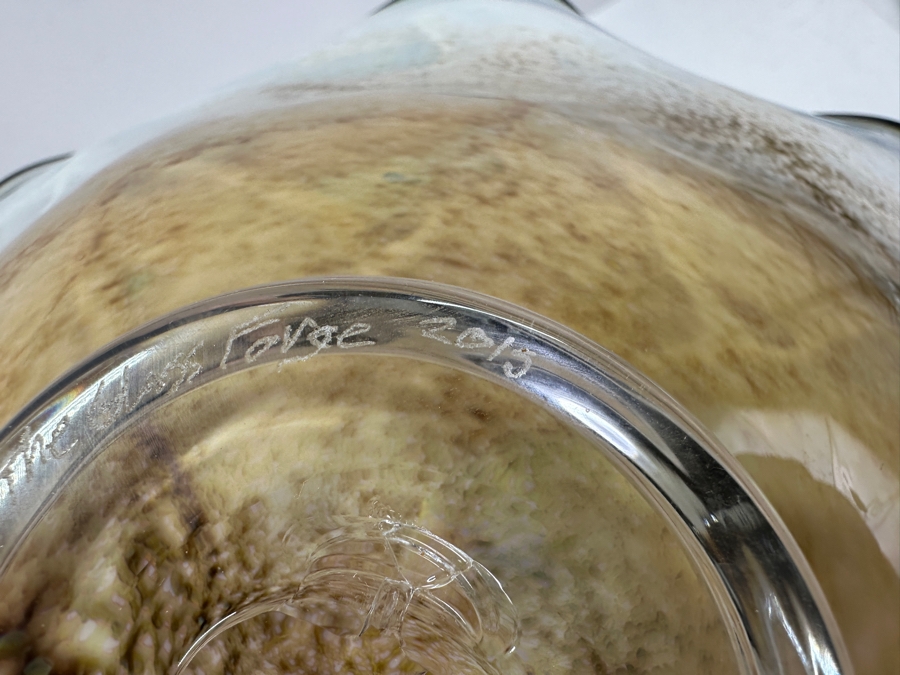 Art Glass Bowl Signed The Glass Forge 2015 10'W X 3.5'H [Photo 11]