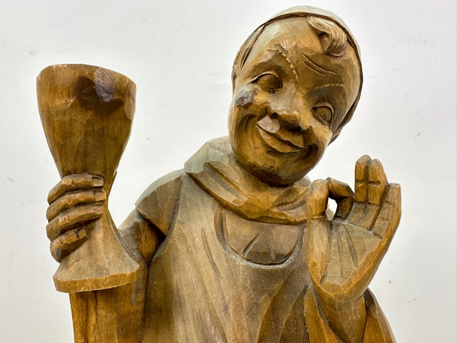 Vintage German Hand Carved Wooden Monk Figurine Die Drechselstube 16.5'H [Photo 3]