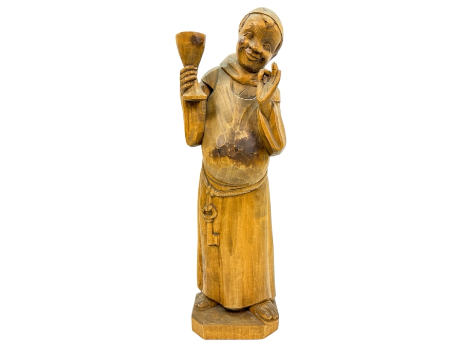 Vintage German Hand Carved Wooden Monk Figurine Die Drechselstube 16.5'H [Photo 1]