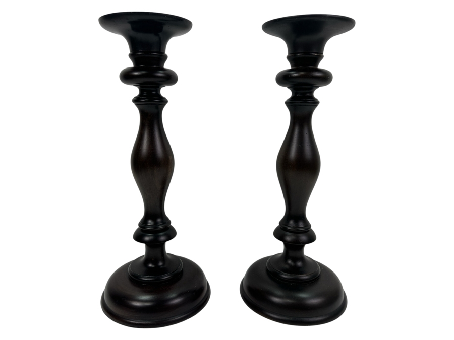 Pair Of Pottery Barn Wooden Candle Holders 16.25'H Retails $98 [Photo 1]