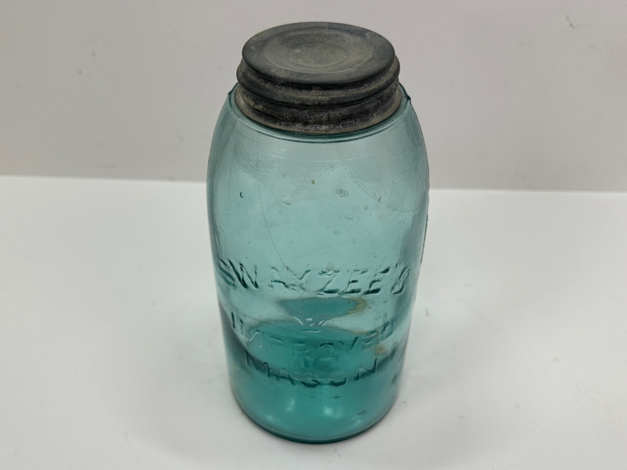 Antique Swayzee's Improved Blue Mason Jar 9'H [Photo 5]