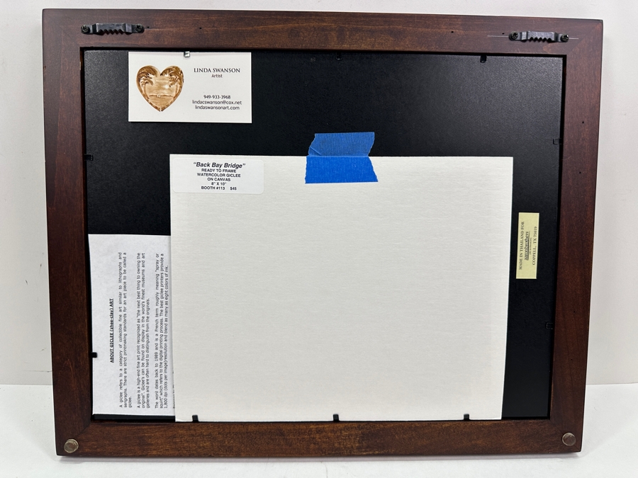 Linda Swanson Watercolor Giclee On Canvas Print Titled 'Back Bay Bridge' 10 X 8 Framed 16.5 X 13.5 [Photo 3]