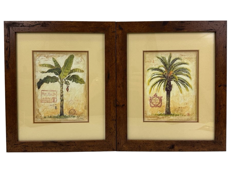 Pair Of Chad Barrett Art In Motion Palm Tree Prints Framed 12.5W X 15H