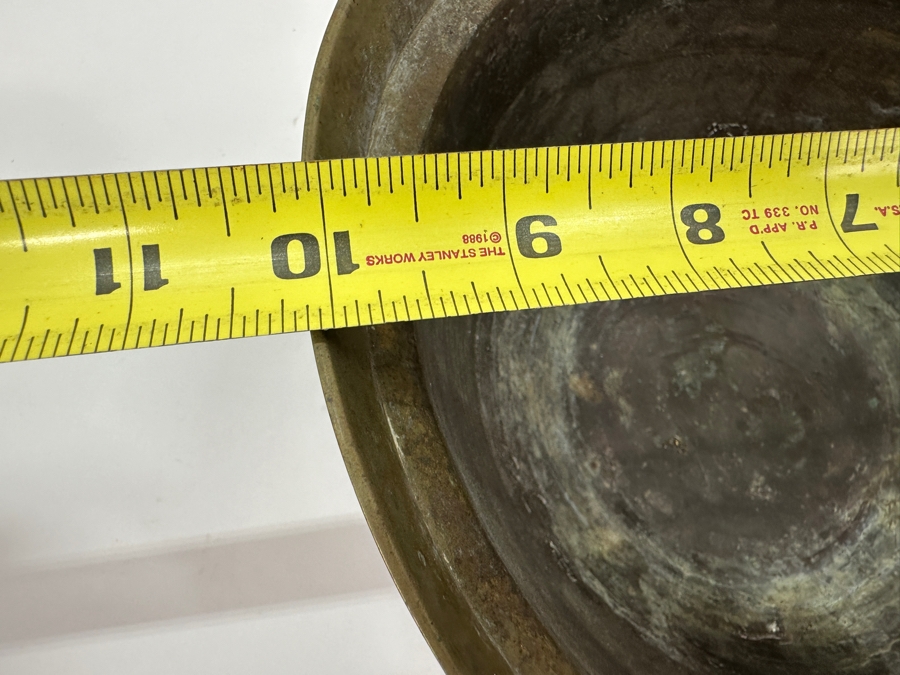 Vintage Chinese Footed Brass Jardiniere Bowl With Dragon Design 10.25'W X 5.5'H [Photo 11]
