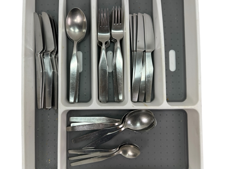 Modernist Stainless Steel Flatware Set By Hackman Finland 36 Pieces