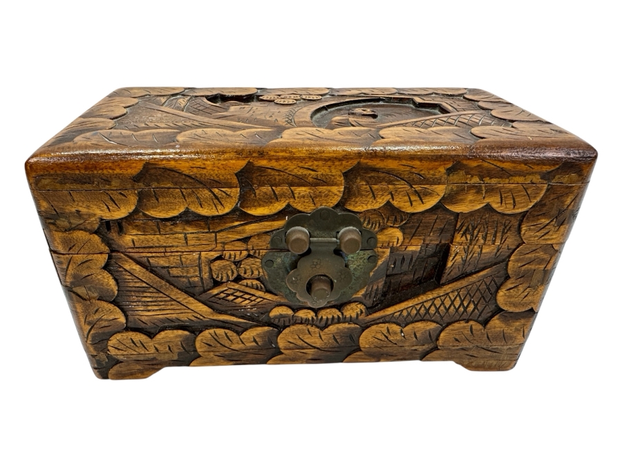 Vintage Hand Carved Chinese Box 8'W X 4'D X 4.25'H