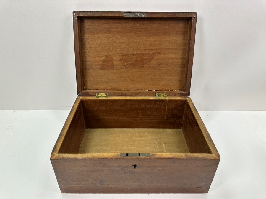 Vintage Wooden Box with Star Inlay Lockable No Key 12' x 5.5' [Photo 5]