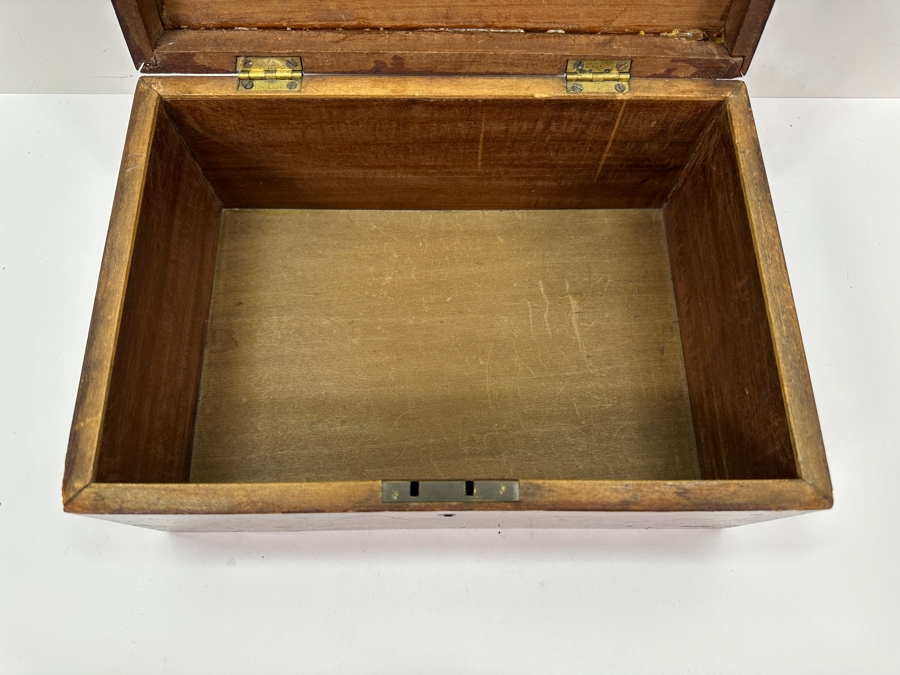 Vintage Wooden Box with Star Inlay Lockable No Key 12' x 5.5' [Photo 6]