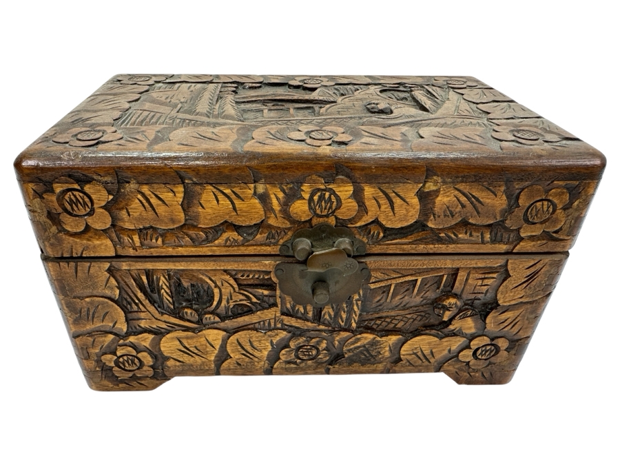 Vintage Hand Carved Chinese Box 10'W X 6'D X 5.5'H