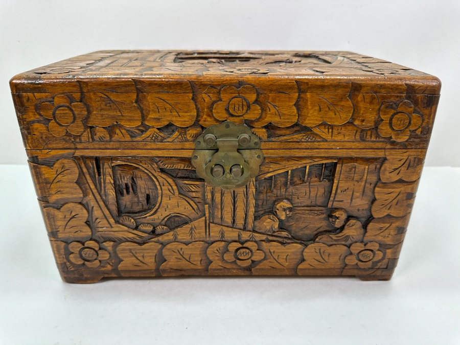 Vintage Hand Carved Chinese Box 12'W X 7.5'D X 7.25'H [Photo 3]