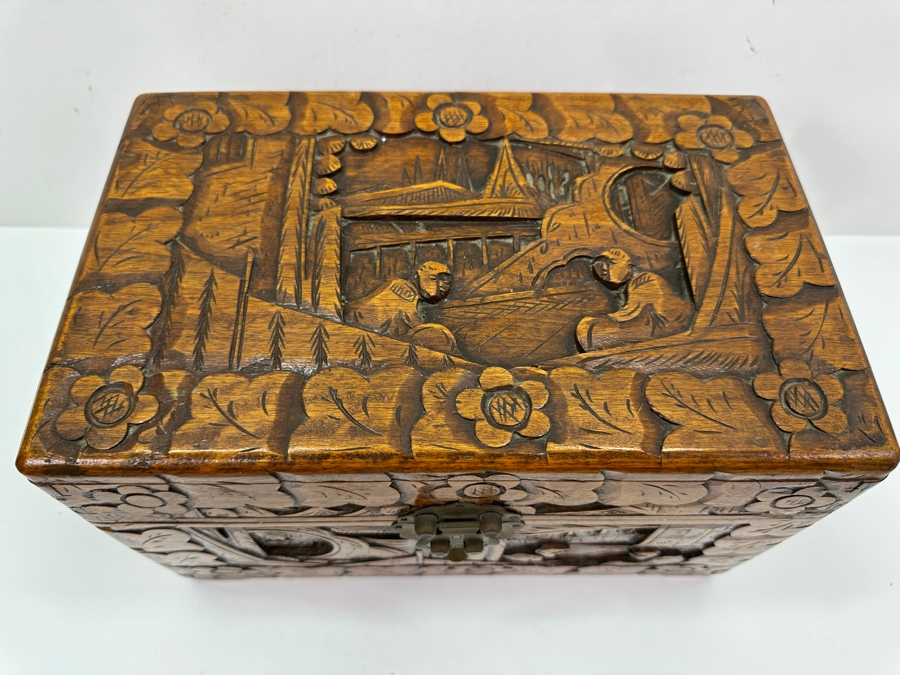 Vintage Hand Carved Chinese Box 12'W X 7.5'D X 7.25'H [Photo 4]