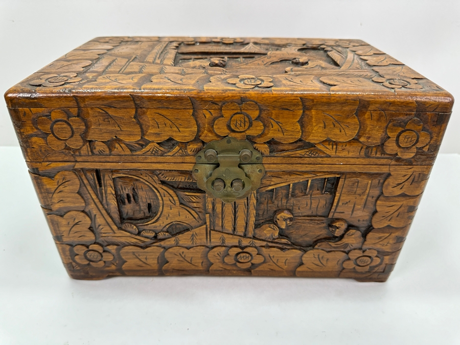 Vintage Hand Carved Chinese Box 12'W X 7.5'D X 7.25'H [Photo 2]