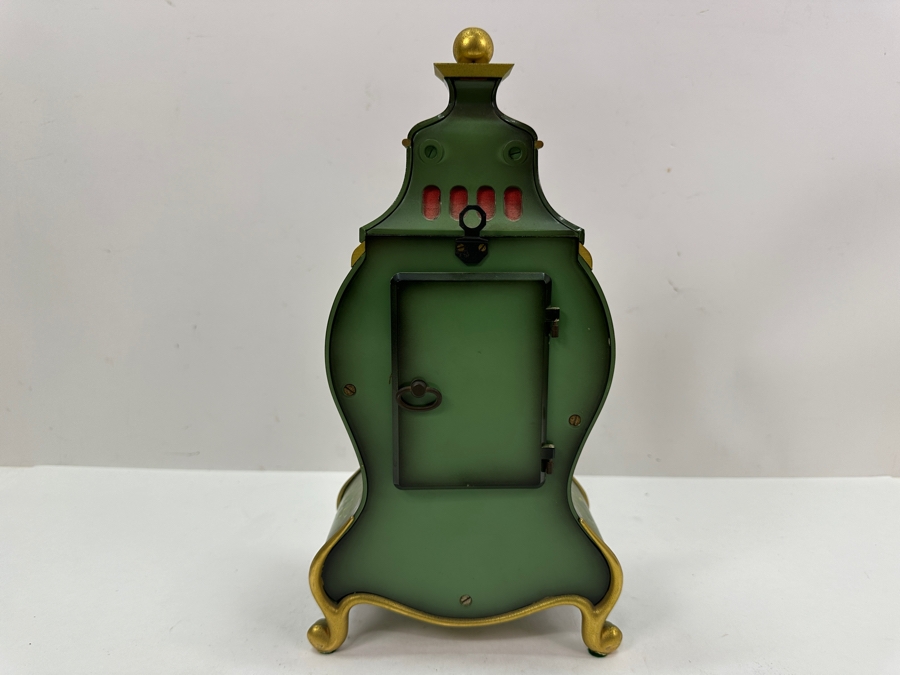 Vintage Hand Painted Du Chateau SSS Fabrik Marke Mantle Clock With Key Working 6.5'W x 3.25'D X 12'H [Photo 10]