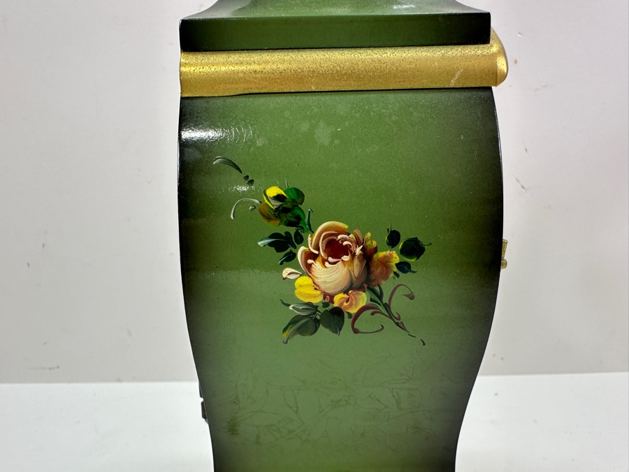 Vintage Hand Painted Du Chateau SSS Fabrik Marke Mantle Clock With Key Working 6.5'W x 3.25'D X 12'H [Photo 9]