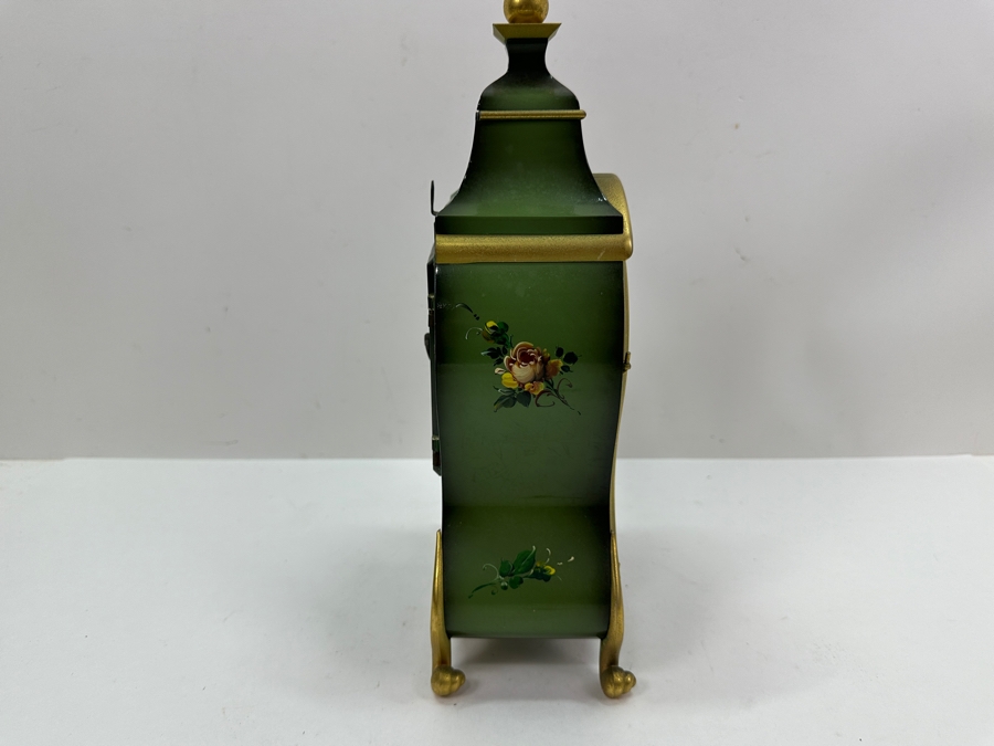 Vintage Hand Painted Du Chateau SSS Fabrik Marke Mantle Clock With Key Working 6.5'W x 3.25'D X 12'H [Photo 8]