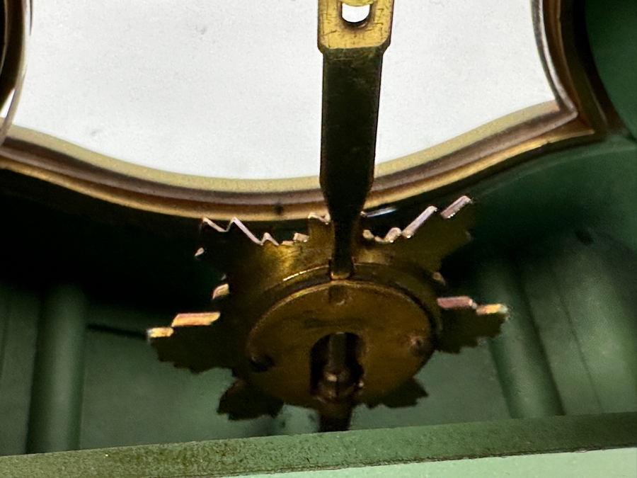 Vintage Hand Painted Du Chateau SSS Fabrik Marke Mantle Clock With Key Working 6.5'W x 3.25'D X 12'H [Photo 15]