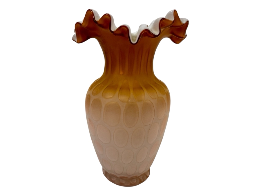 Vintage Fenton Ruffled Glass Vase 6' H