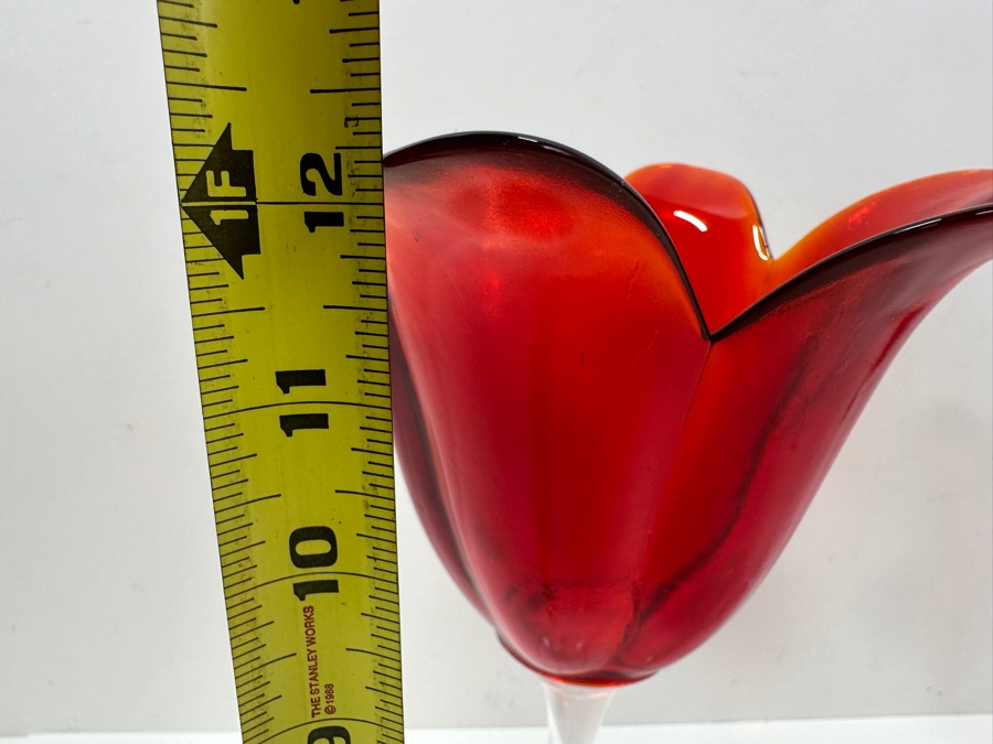 Set of (2) Glass Tulip Vases 12' H [Photo 3]