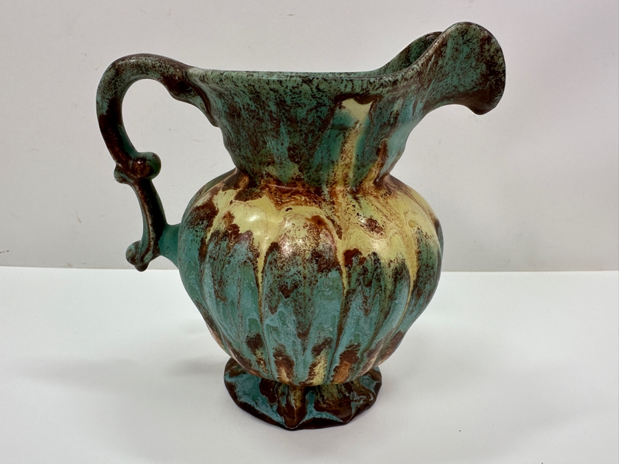 Vintage Belgium Hand Painted Glazed Pitcher 7.5'H [Photo 4]