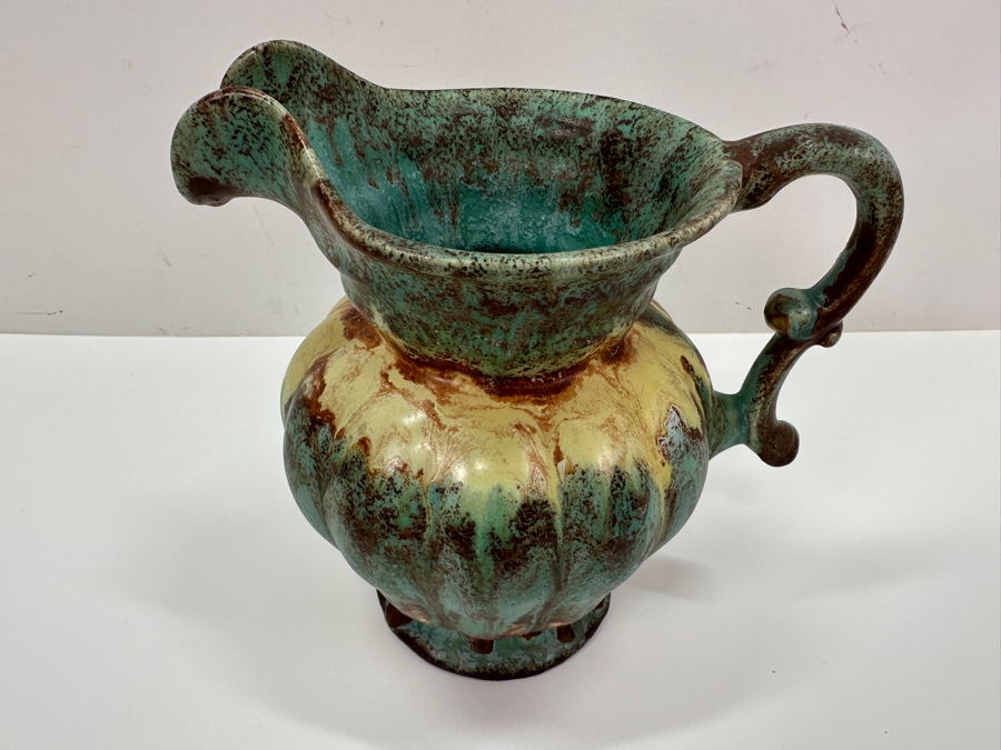 Vintage Belgium Hand Painted Glazed Pitcher 7.5'H [Photo 2]