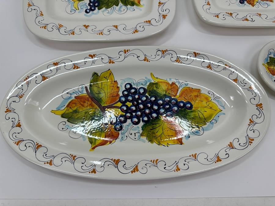 Set of (4) Chironi Casartonio Hand Painted Italian Plates & Oval Platter 16.5' W [Photo 2]