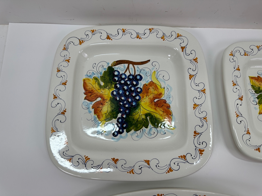 Set of (4) Chironi Casartonio Hand Painted Italian Plates & Oval Platter 16.5' W [Photo 3]