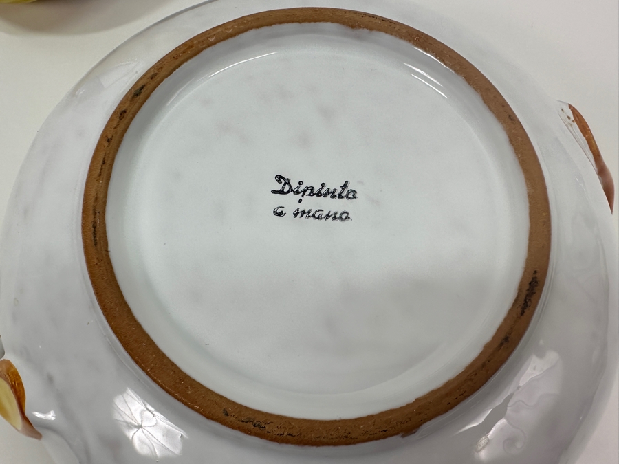 Pair Of Hand Painted Italian Bowls With Handles  13' W & 8.5' W [Photo 8]