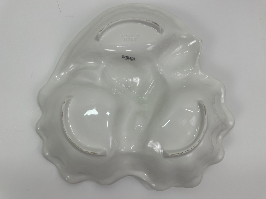 White Ceramic Seashell Divided Serving Dish By Intrada Made In Italy 14.5' W [Photo 4]