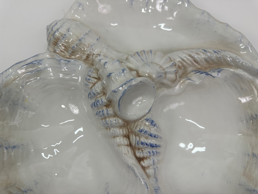 White Ceramic Seashell Divided Serving Dish By Intrada Made In Italy 14.5' W [Photo 3]