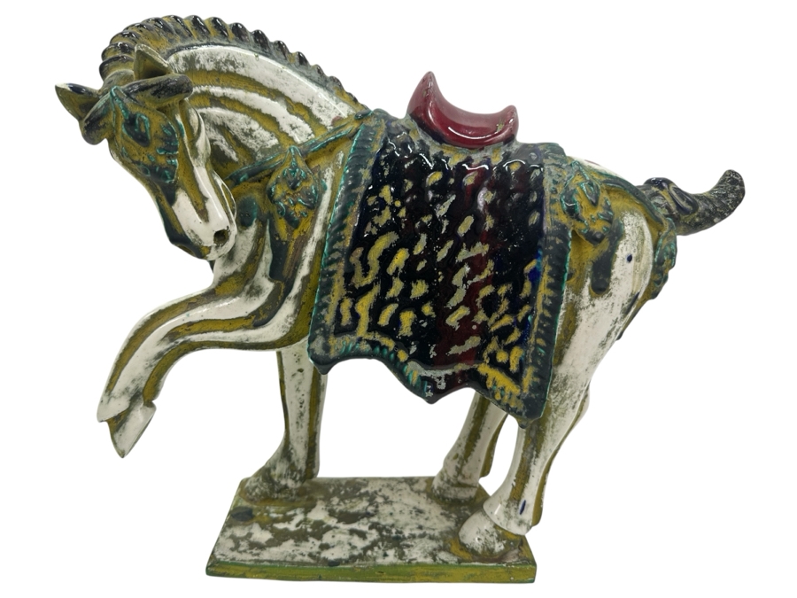 Hand Painted Chinoiserie Mexican Pottery Horse By Sarreid, Ltd. 16'W x 5'D X 14.5'H