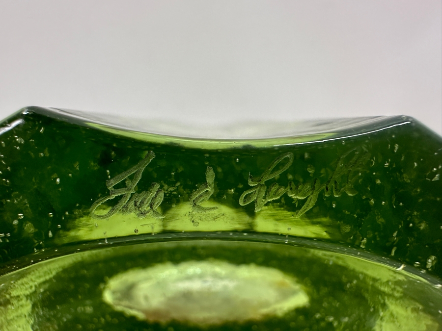 Vintage Signed Fire & Light Green Vase 9.5' H [Photo 5]