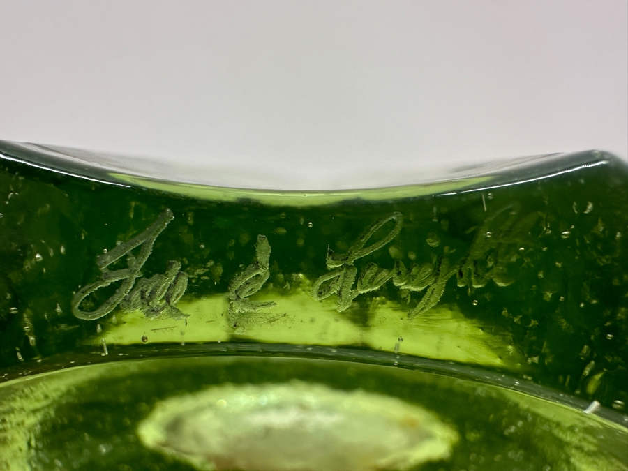 Vintage Signed Fire & Light Green Vase 9.5' H [Photo 7]