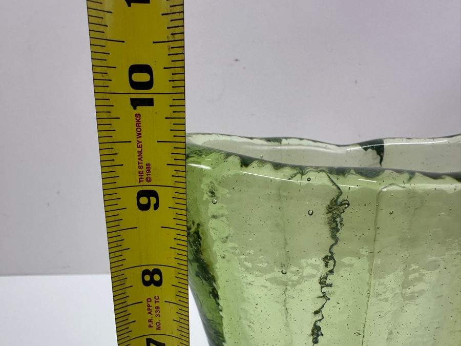 Vintage Signed Fire & Light Green Vase 9.5' H [Photo 8]