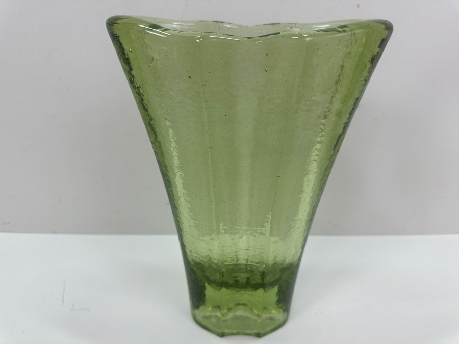 Vintage Signed Fire & Light Green Vase 9.5' H [Photo 2]