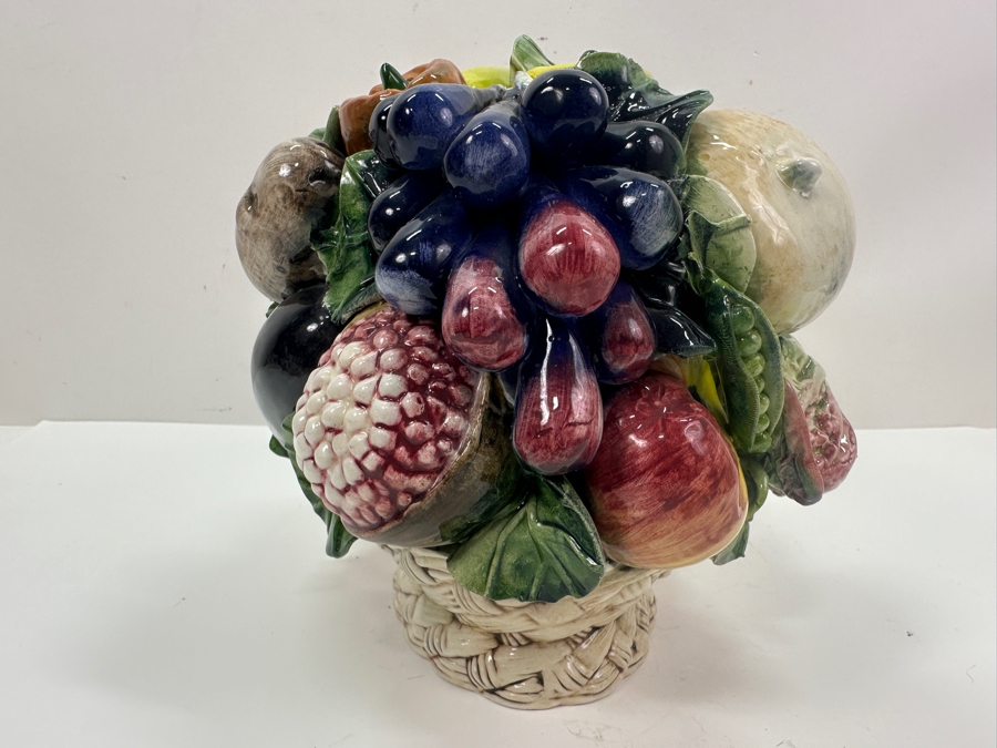 Vintage Horchow Italian Ceramic Centerpiece Fruit Basket 11' x 9' [Photo 3]
