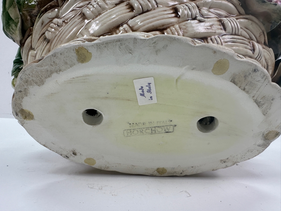 Vintage Horchow Italian Ceramic Centerpiece Fruit Basket 11' x 9' [Photo 6]