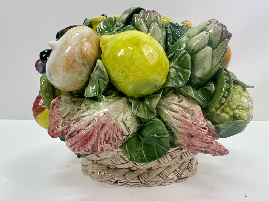 Vintage Horchow Italian Ceramic Centerpiece Fruit Basket 11' x 9' [Photo 4]