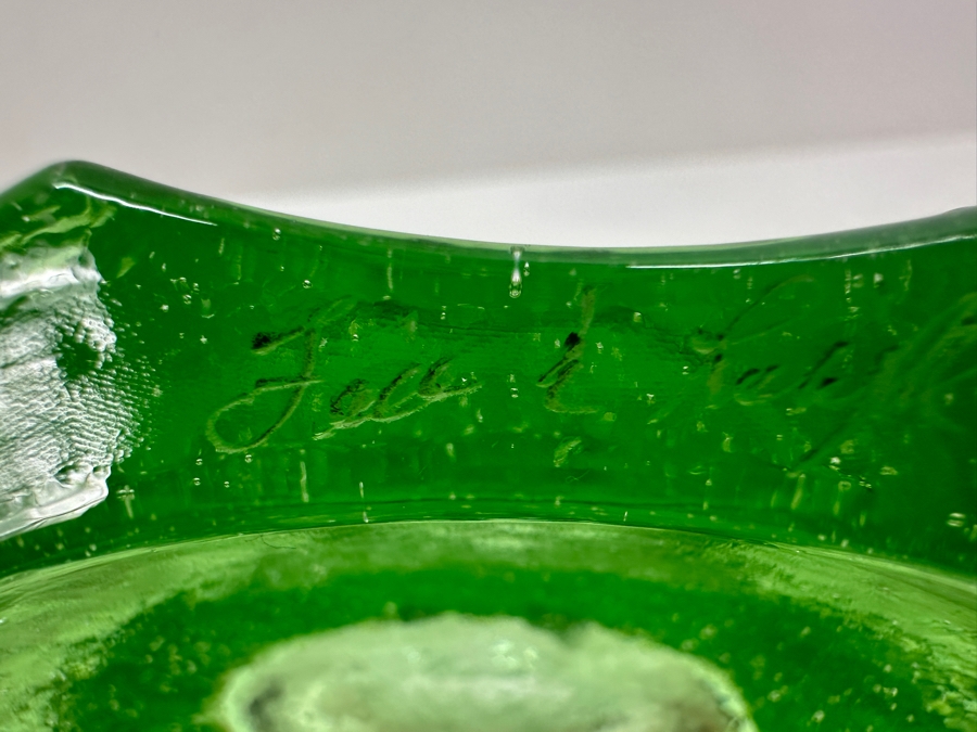 Vintage Signed Fire & Light Green Vase 9.5' H [Photo 6]