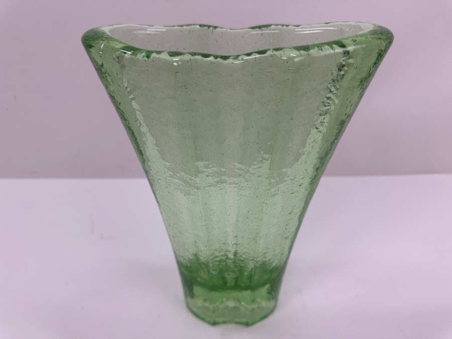 Vintage Signed Fire & Light Green Vase 9.5' H [Photo 3]