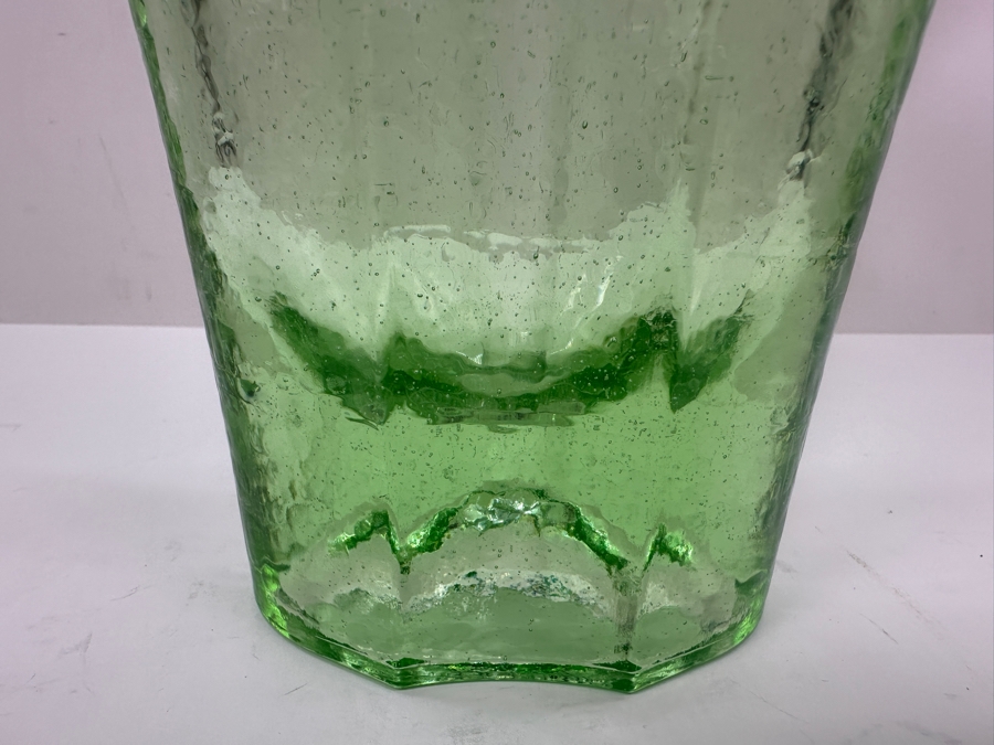 Vintage Signed Fire & Light Green Vase 9.5' H [Photo 4]