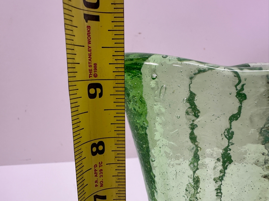 Vintage Signed Fire & Light Green Vase 9.5' H [Photo 8]