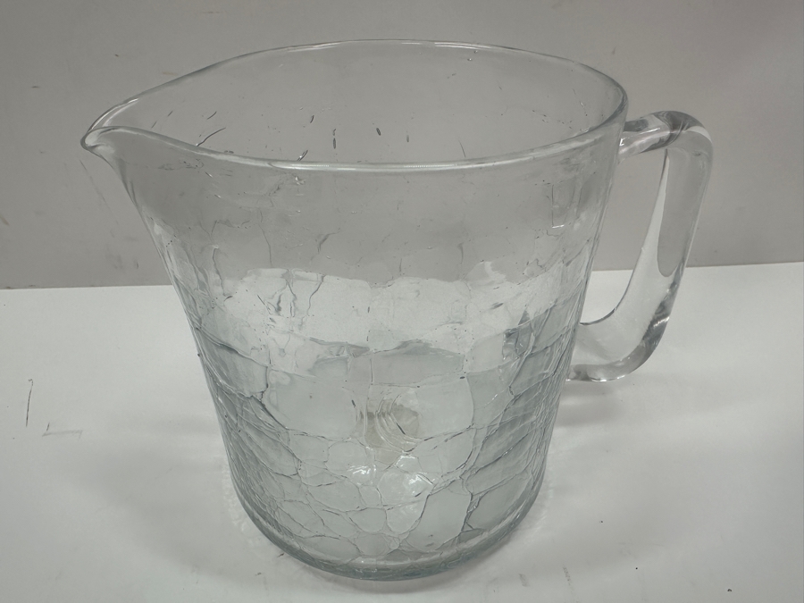 Vintage Blenko Clear Crackle Glass Pitcher 5.75' H [Photo 3]