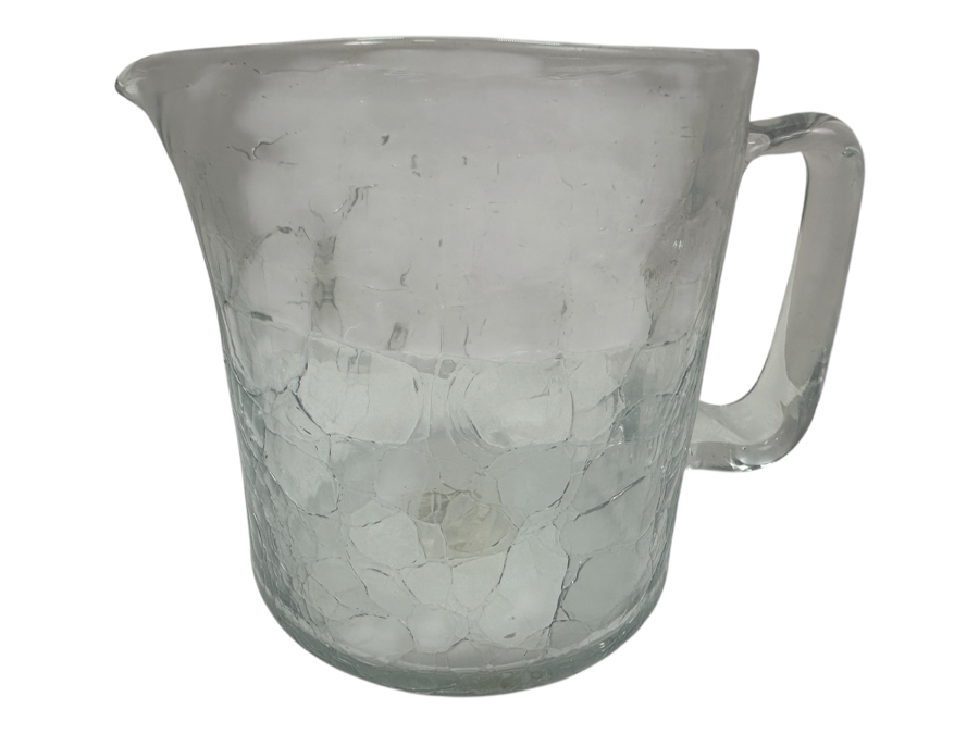 Vintage Blenko Clear Crackle Glass Pitcher 5.75' H